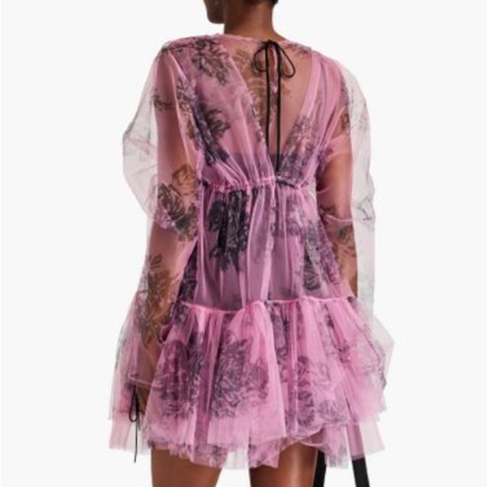 Philosophy di Lorenzo Serafini 🖤 Gathered Floral Pink - Tulle Mini Dress - Picture 3 of 5